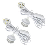 Two white extension cords with plugs on a white background